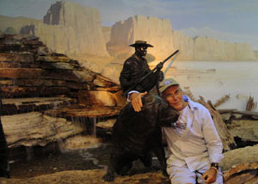 Photo of Mark at Drury Diorama of Lewis & Clark Expedition